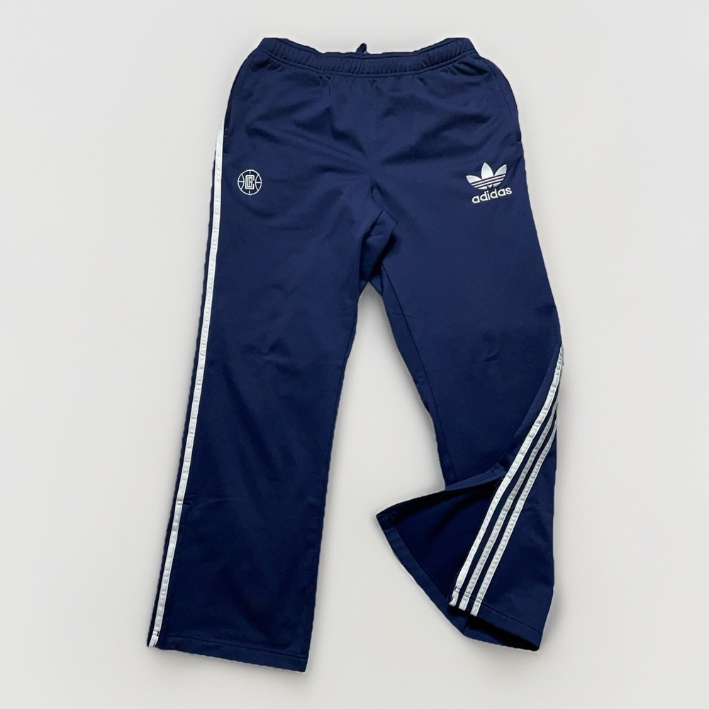 Adidas LA Clippers Warm-Up Pants Men's M 2015 NBA Track Blue Stripes Zip Legs